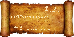 Plávics Liander névjegykártya